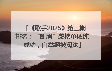 《歌手2025》第三期排名：“断眉”袭榜单依纯成功，白举纲被淘汰