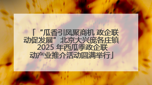 “瓜香引凤聚商机 政企联动促发展”北京大兴庞各庄镇 2025 年西瓜季政企联动产业推介活动圆满举行