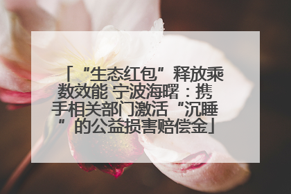 “生态红包”释放乘数效能 宁波海曙：携手相关部门激活“沉睡”的公益损害赔偿金