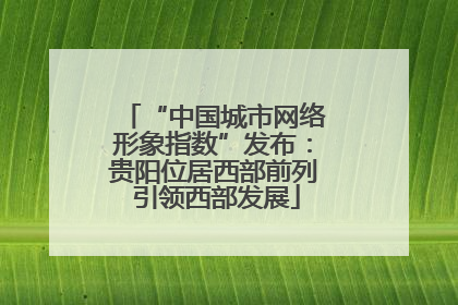 “中国城市网络形象指数”发布：贵阳位居西部前列 引领西部发展