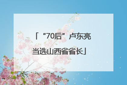 “70后”卢东亮当选山西省省长