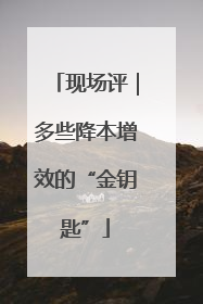 现场评｜多些降本增效的“金钥匙”