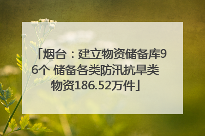 烟台：建立物资储备库96个 储备各类防汛抗旱类物资186.52万件