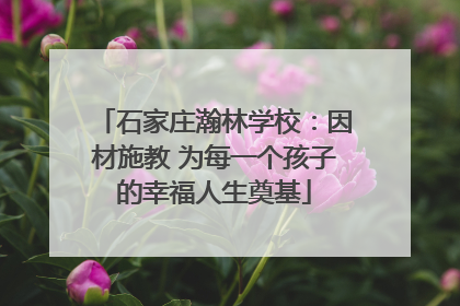 石家庄瀚林学校：因材施教 为每一个孩子的幸福人生奠基