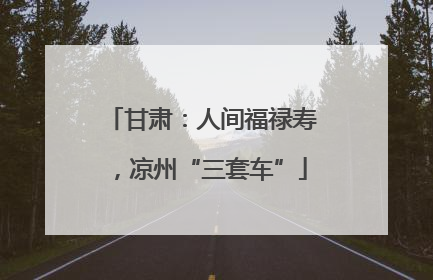 甘肃：人间福禄寿，凉州“三套车”