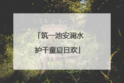 筑一池安澜水 护千童夏日欢