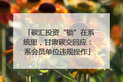 碳汇投资“锁”在系统里，甘肃碳交回应：系会员单位违规操作