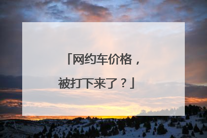 网约车价格，被打下来了？