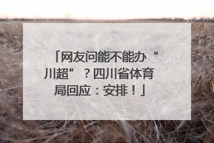 网友问能不能办“川超”？四川省体育局回应：安排！