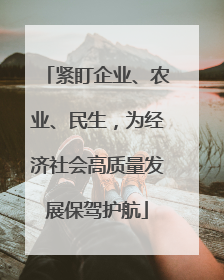 紧盯企业、农业、民生，为经济社会高质量发展保驾护航