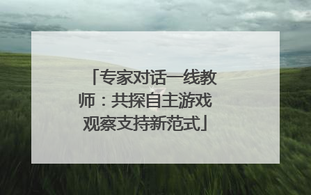 专家对话一线教师：共探自主游戏观察支持新范式