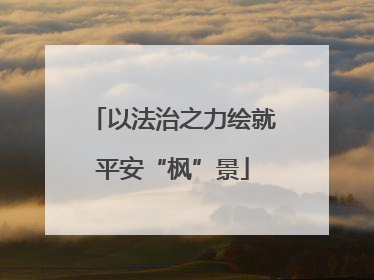 以法治之力绘就平安“枫”景