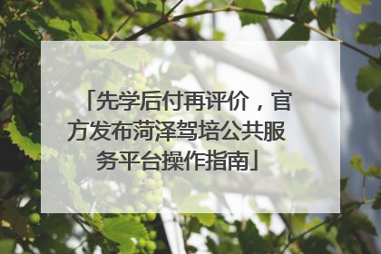 先学后付再评价，官方发布菏泽驾培公共服务平台操作指南
