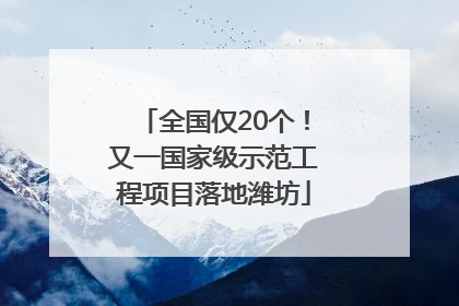 全国仅20个！又一国家级示范工程项目落地潍坊