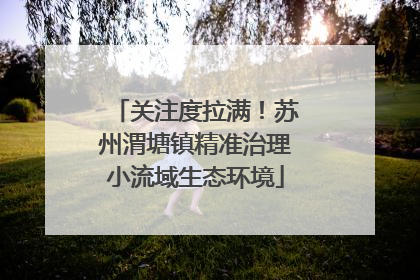 关注度拉满！苏州渭塘镇精准治理小流域生态环境
