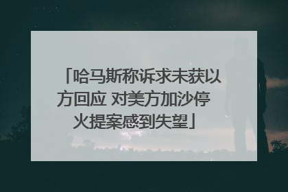 哈马斯称诉求未获以方回应 对美方加沙停火提案感到失望