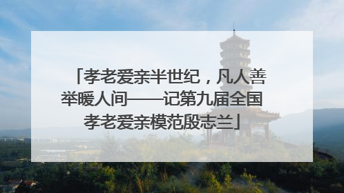 孝老爱亲半世纪，凡人善举暖人间——记第九届全国孝老爱亲模范殷志兰