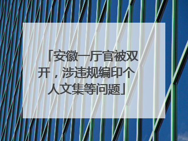 安徽一厅官被双开，涉违规编印个人文集等问题