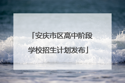 安庆市区高中阶段学校招生计划发布