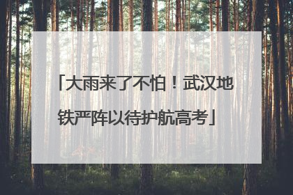 大雨来了不怕！武汉地铁严阵以待护航高考