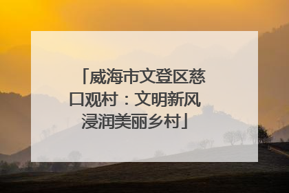 威海市文登区慈口观村：文明新风浸润美丽乡村