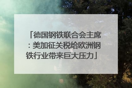 德国钢铁联合会主席：美加征关税给欧洲钢铁行业带来巨大压力