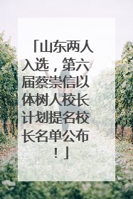 山东两人入选，第六届蔡崇信以体树人校长计划提名校长名单公布！