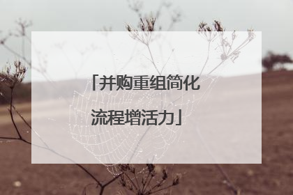 并购重组简化流程增活力