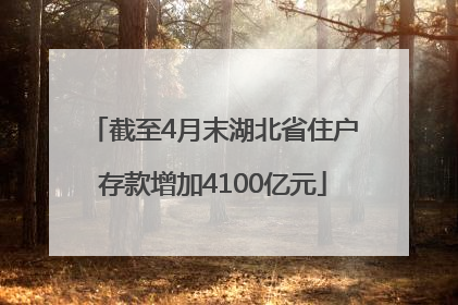 截至4月末湖北省住户存款增加4100亿元