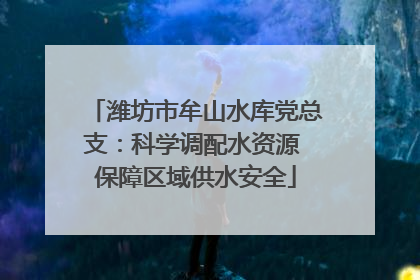 潍坊市牟山水库党总支：科学调配水资源 保障区域供水安全