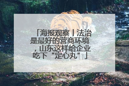 海报观察丨法治是最好的营商环境，山东这样给企业吃下“定心丸”