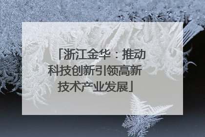 浙江金华：推动科技创新引领高新技术产业发展