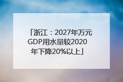 浙江：2027年万元GDP用水量较2020年下降20%以上