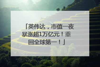 英伟达，市值一夜暴涨超1万亿元！重回全球第一！