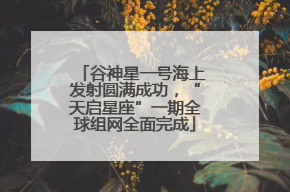 谷神星一号海上发射圆满成功，“天启星座”一期全球组网全面完成