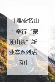 雅安名山：举行“蒙顶山茶”新业态系列活动