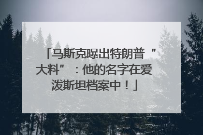 马斯克曝出特朗普“大料”：他的名字在爱泼斯坦档案中！