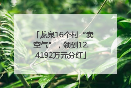 龙泉16个村“卖空气”，领到12.4192万元分红