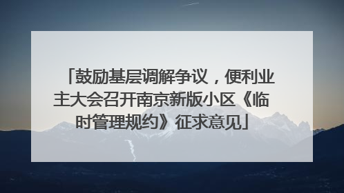 鼓励基层调解争议，便利业主大会召开南京新版小区《临时管理规约》征求意见