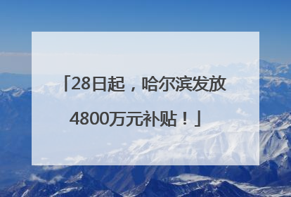 28日起，哈尔滨发放4800万元补贴！